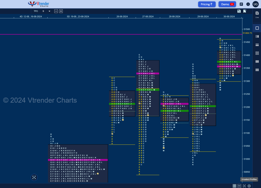 Bn W D Weekly Spot Charts (26Th To 30Th Aug 2024) And Market Profile Analysis Banknifty Futures, Charts, Day Trading, Intraday Trading, Intraday Trading Strategies, Market Profile, Market Profile Trading Strategies, Nifty Futures, Order Flow Analysis, Support And Resistance, Technical Analysis, Trading Strategies, Volume Profile Trading